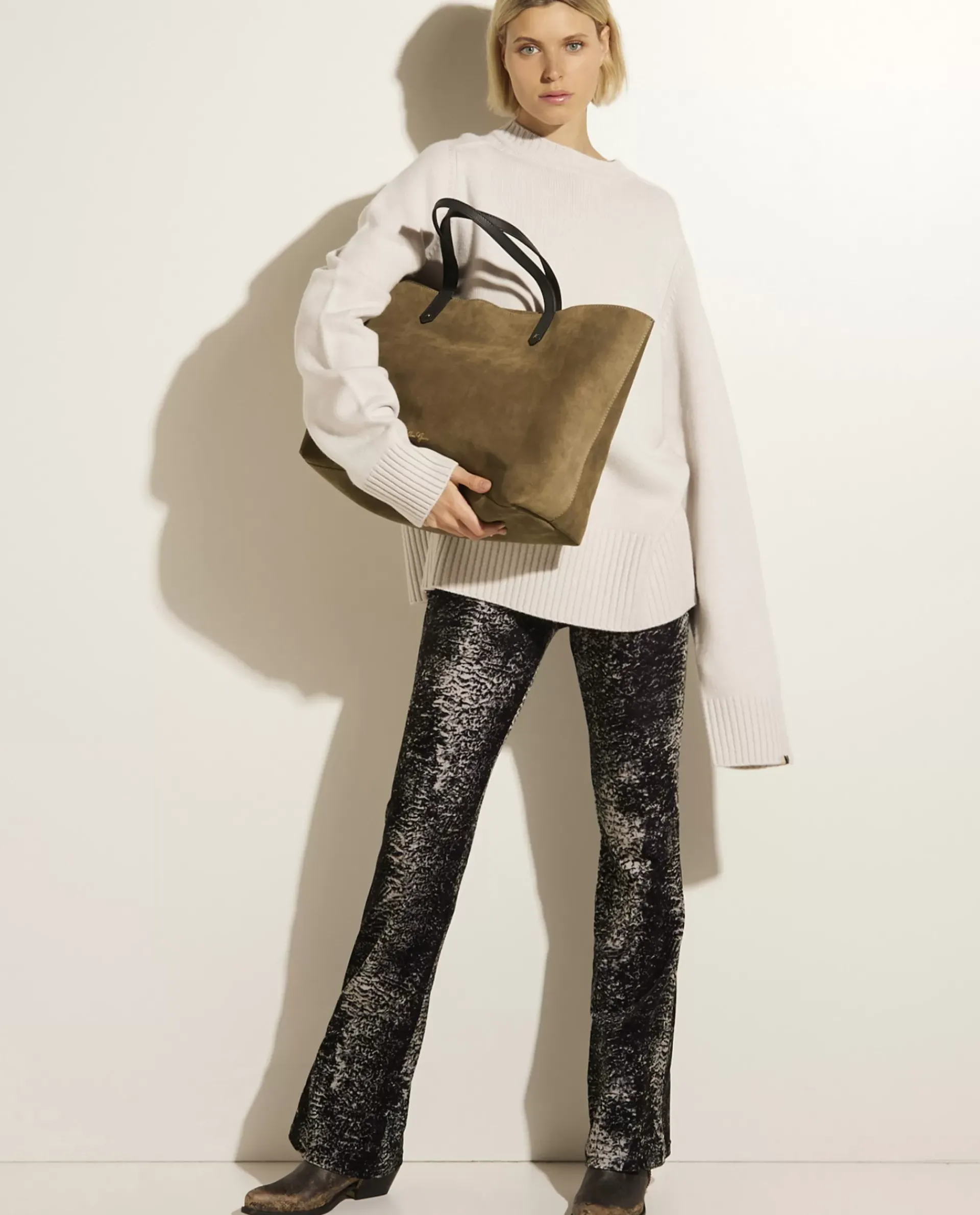 Clearance Flared Broek In Stretch Fluweel Vrouwen Broeken