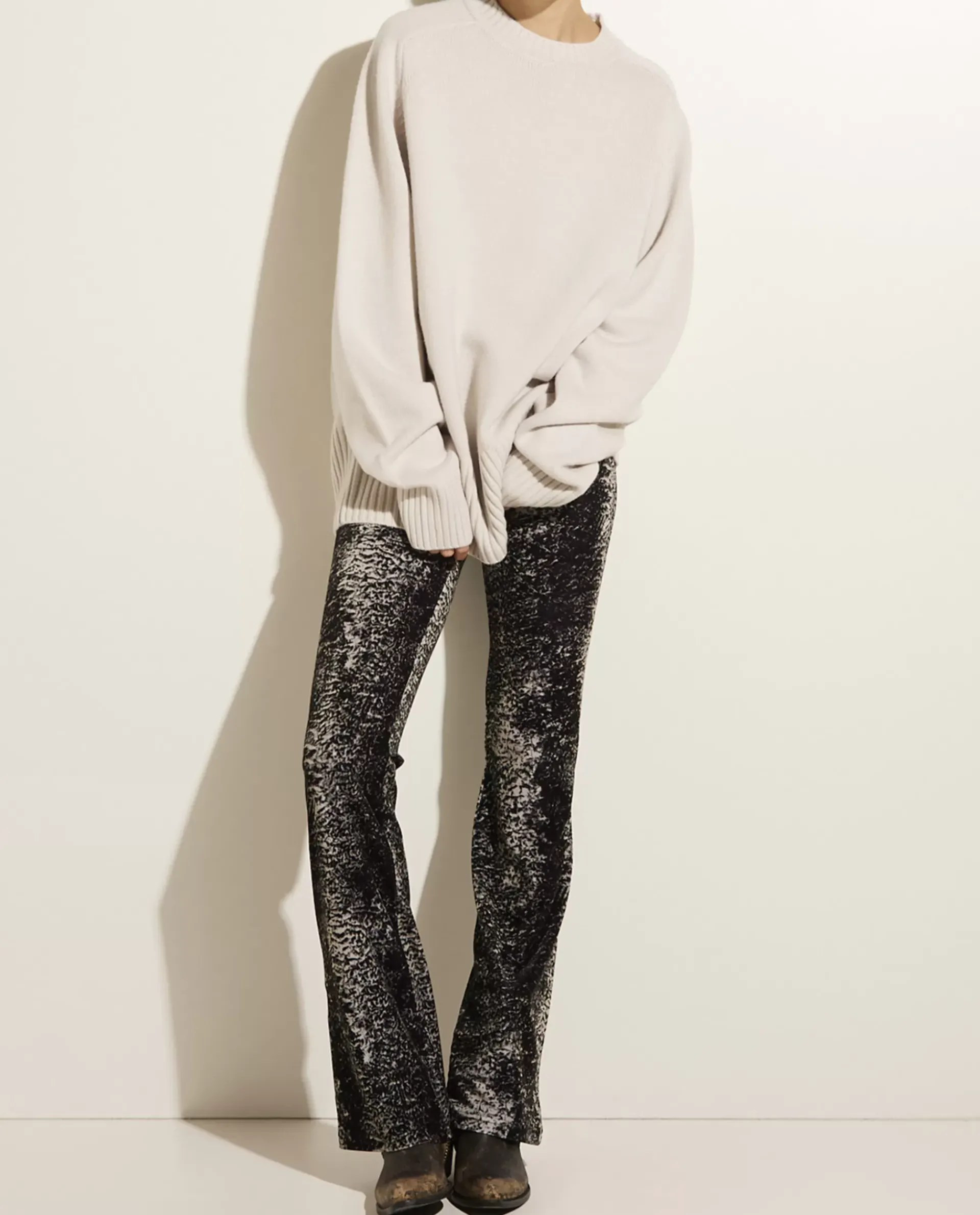 Clearance Flared Broek In Stretch Fluweel Vrouwen Broeken