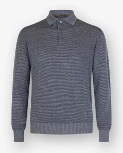 Clearance Gestreepte Knitted Polo Mannen Knitwear