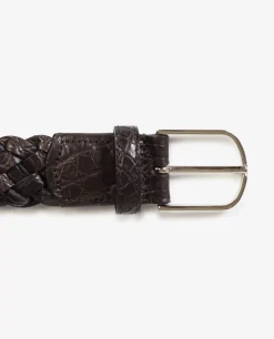 Cheap Gevlochten Krokodillen Leren Riem Mannen Riemen