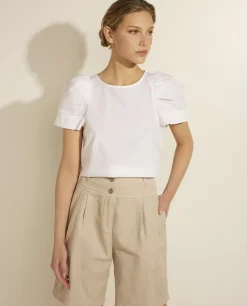 Sale Katoenen Blouse Met Ceintuur Vrouwen Blouses