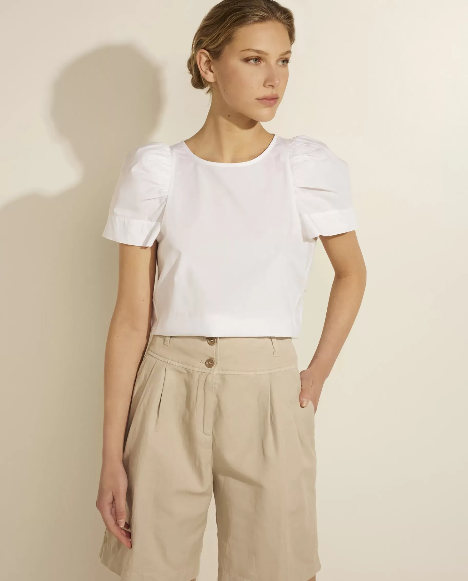Sale Katoenen Blouse Met Ceintuur Vrouwen Blouses