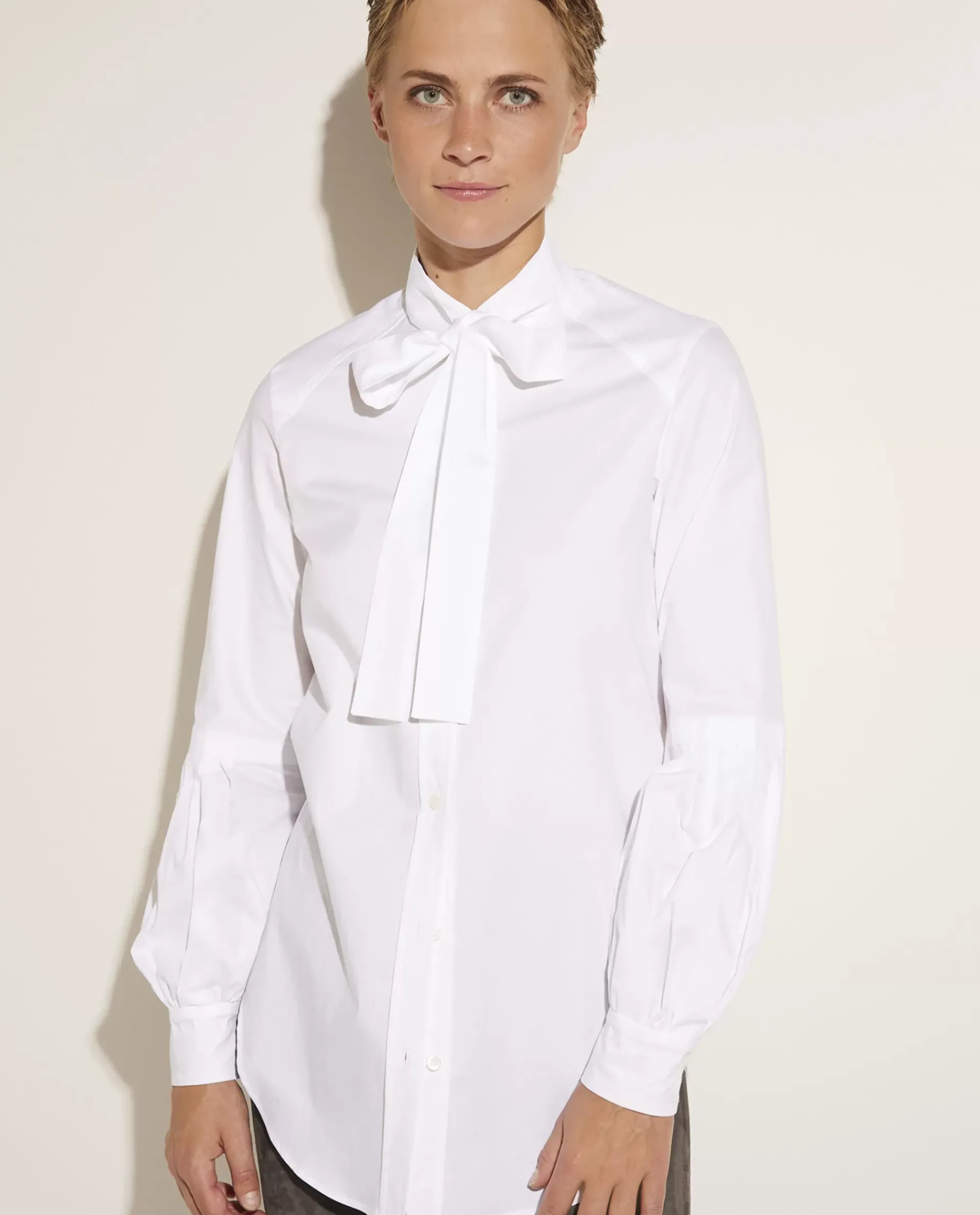 Best Sale Katoenen Blouse Met Strik Vrouwen Blouses