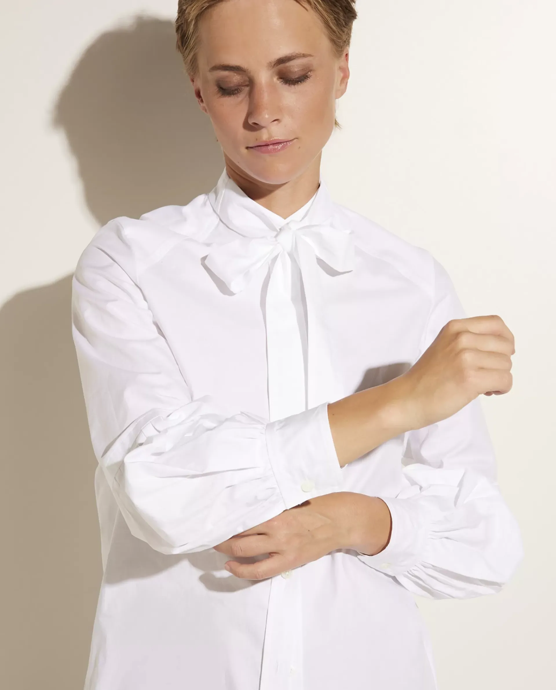 Best Sale Katoenen Blouse Met Strik Vrouwen Blouses