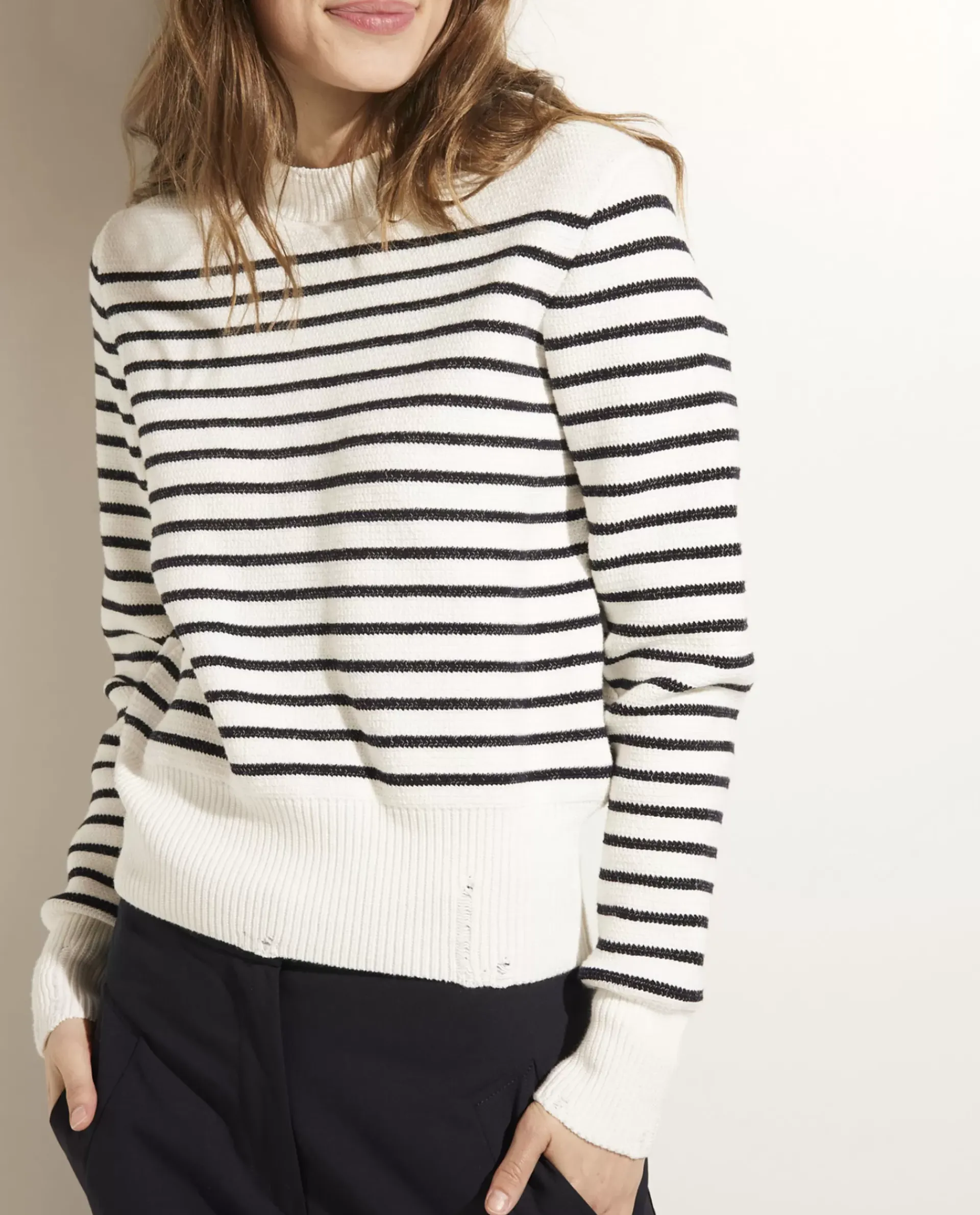 Discount Katoenen Trui Met Strepen Vrouwen Sweaters