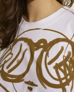 Flash Sale Katoenen T-Shirt Met Print Vrouwen Tops