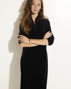 Shop Lange Jurk In Stretch-Fluweel Vrouwen Jurken