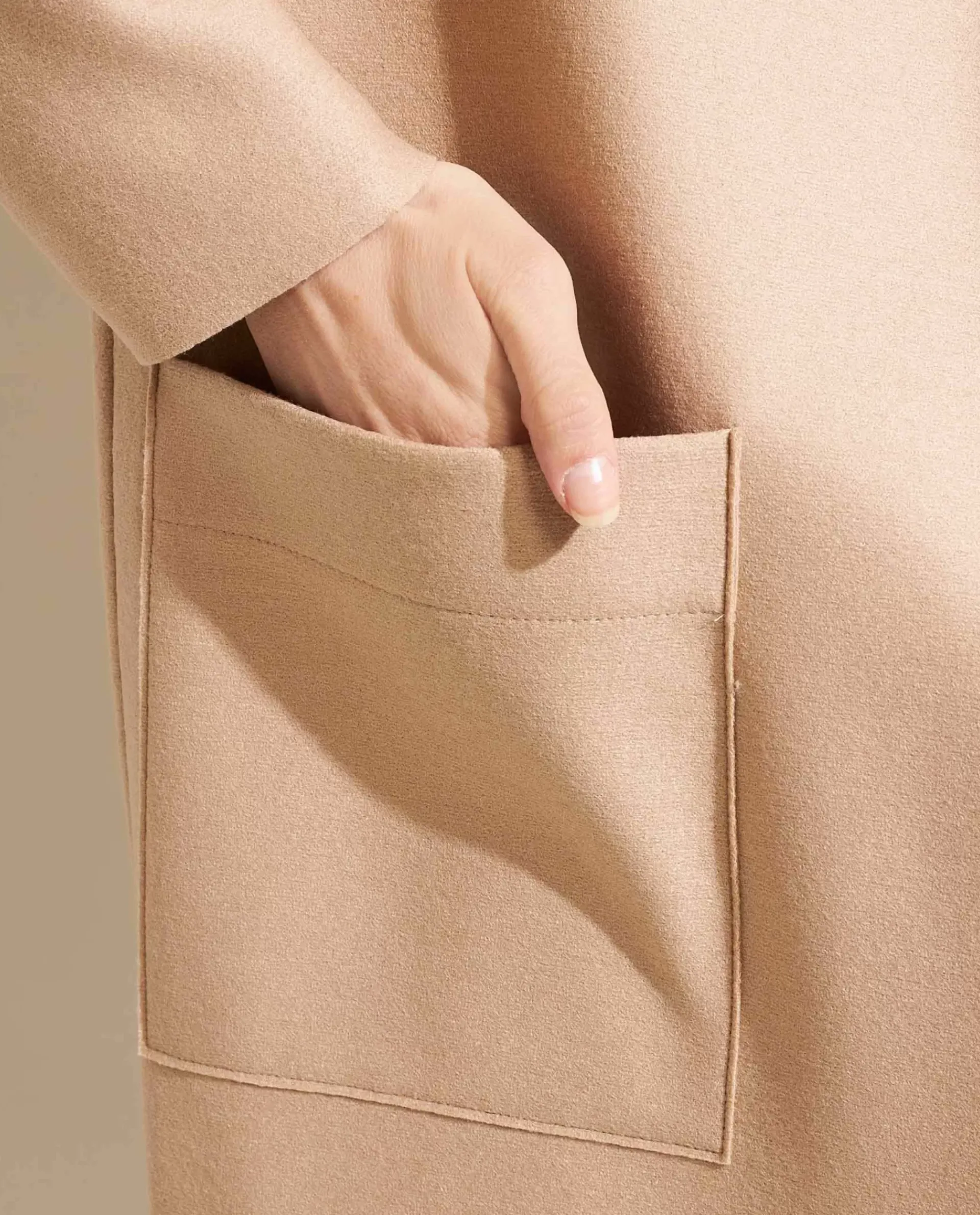 Outlet Lange Lichte Wollen Jas Vrouwen Jassen