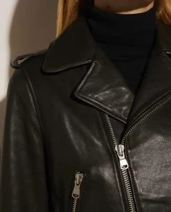 Store Leren Bikerjas Met Ceintuur Vrouwen Jasjes