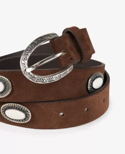 Sale Leren Ceintuur Met Zilveren Accenten Vrouwen Accessoires