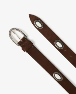 Sale Leren Ceintuur Met Zilveren Accenten Vrouwen Accessoires