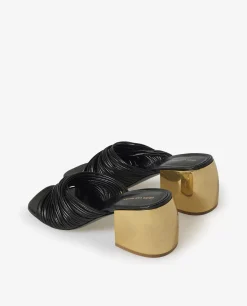 Outlet Leren Sandalen Met Gouden Hak Vrouwen Schoenen