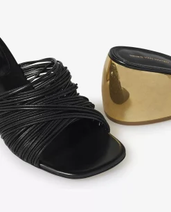 Outlet Leren Sandalen Met Gouden Hak Vrouwen Schoenen