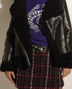Online Leren Shearling Jacket Vrouwen Jasjes