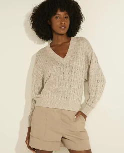 Hot Linnen V-Hals Trui Vrouwen Knitwear