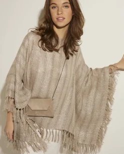 Discount Linnen-Mix Poncho Vrouwen Jassen