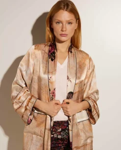 Sale Omkeerbare Satijnen Kimono Vrouwen Jassen