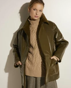 Online Reversible Shearling Lak Jas Vrouwen Jassen