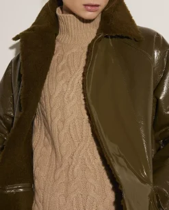 Online Reversible Shearling Lak Jas Vrouwen Jassen