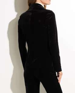 Store Stretch-Fluwelen Blouse Vrouwen Blouses
