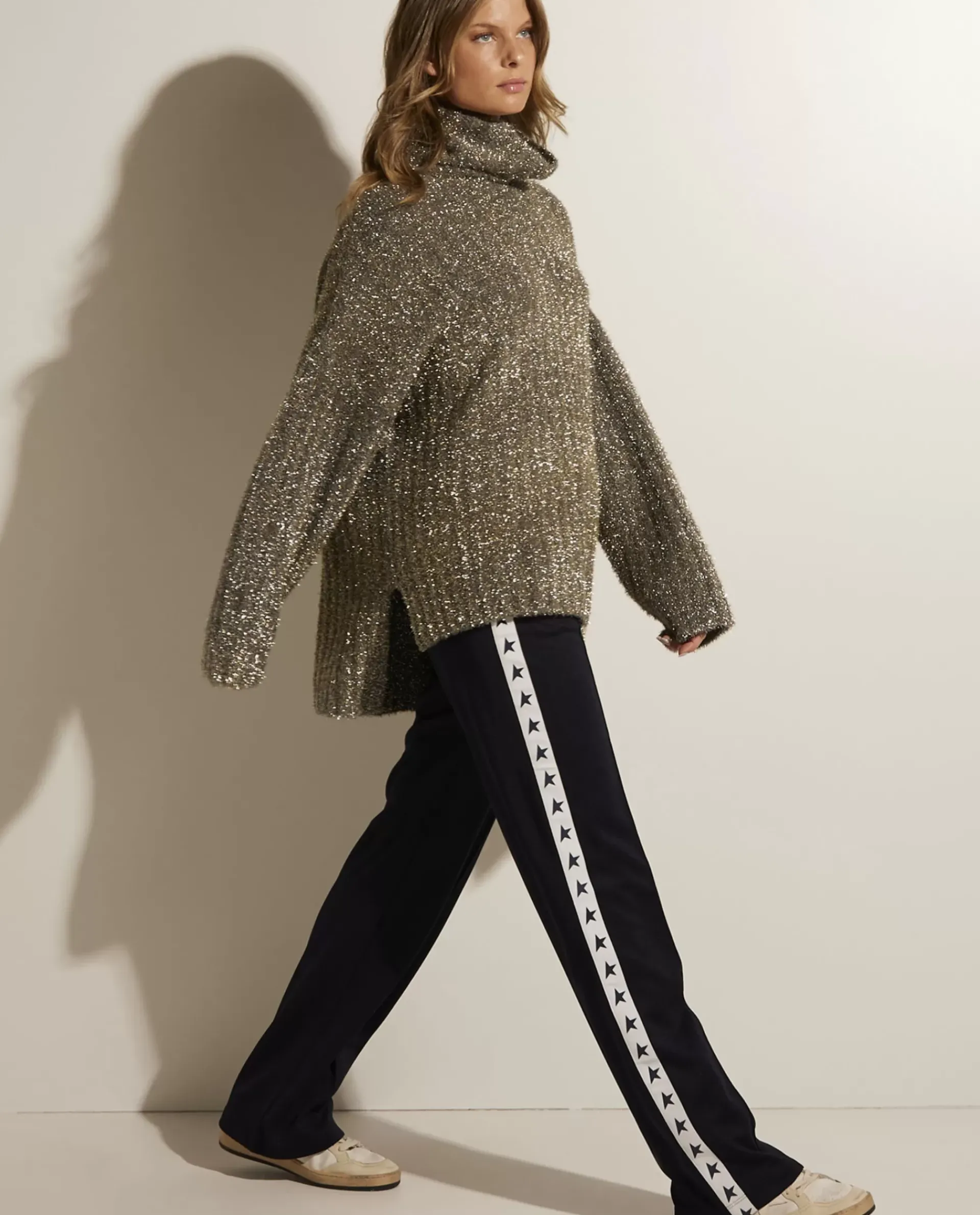Online Wollen Glitter Coltrui Vrouwen Knitwear