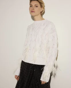 Store Wollen Trui Met Veren Vrouwen Sweaters