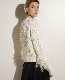 Store Wollen Trui Met Veren Vrouwen Sweaters