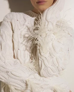 Store Wollen Trui Met Veren Vrouwen Sweaters