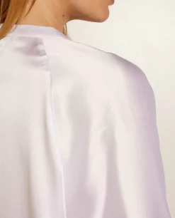 Store Zijden Blouse Met Bandkraag Vrouwen Blouses