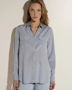 Outlet Zijden Blouse Met Zakjes Vrouwen Blouses